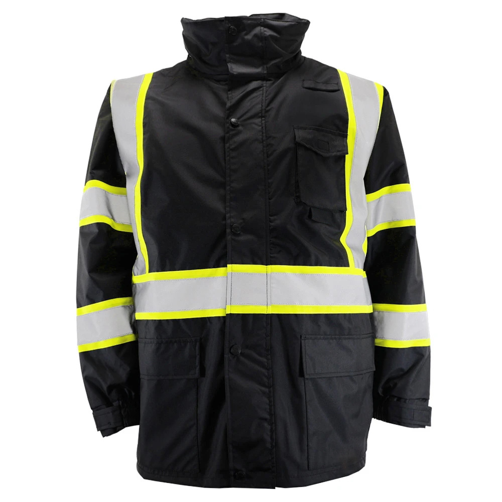 Hi vis Softshell Waterproof Reflective Safety Clothing Workwear Jacket Working OEM Logo Black Welding Fire Resistant Clothes