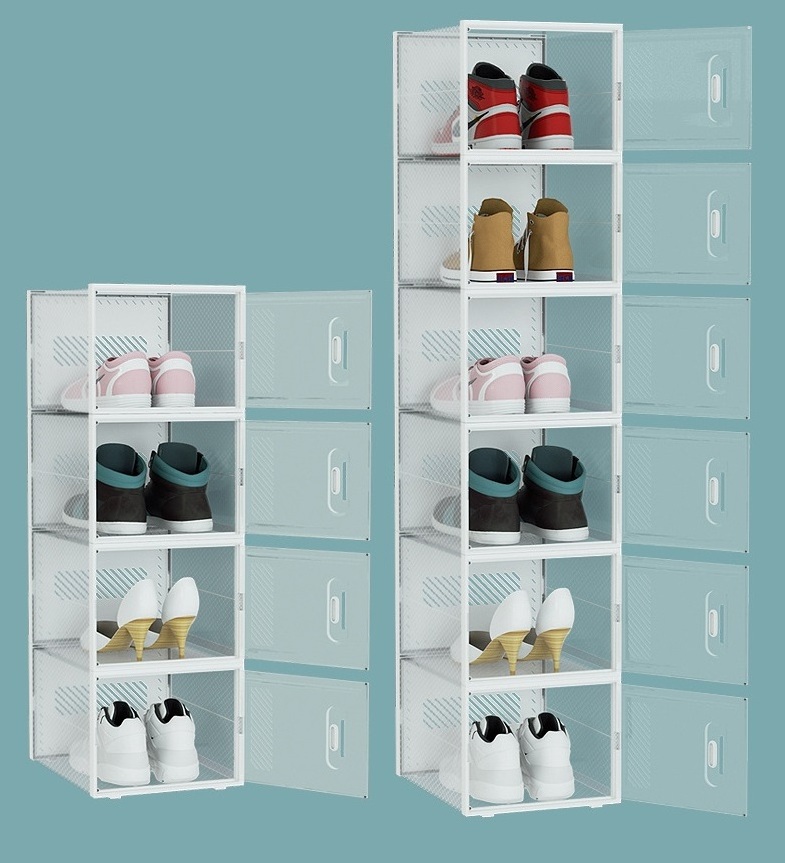 Hot Sell Plastic Clear Sneaker Drop Front Shoe Box Organizer Transparent Shoe Storage.