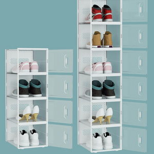 Hot Sell Plastic Clear Sneaker Drop Front Shoe Box Organizer Transparent Shoe Storage.