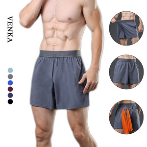 2023 Workout Gym Sportswear Men Sports Fitness Sweat Shorts With Phone Double Pocket Men's Custom Running Basketball Short Pants