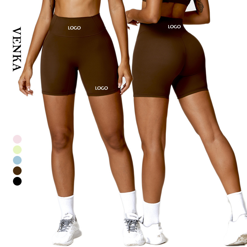 Dropshipping Women Running Tights Shorts High Waist Tummy Control Butt Lift Women's No T Line Custom Yoga Biker Shorts Leggings