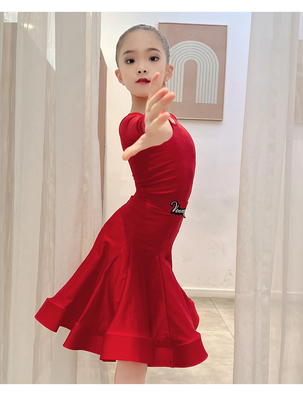 Vennystyle New National Ballroom Latin Dance Dress, Competition Imported Fringe Latin Dance Dress For girls dance costume