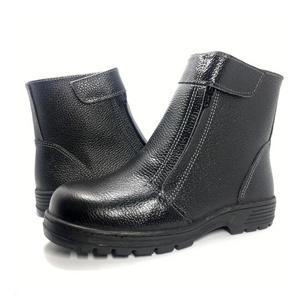 Men Gender Genuine Leather Upper Material Steel Toe Safety Shoes SP930 7" Black Leather Zip-Up Boot