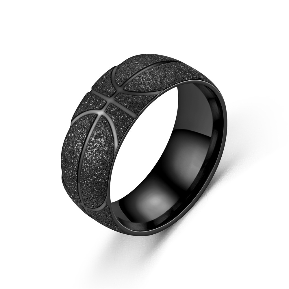 New Men's Titanium Steel Gold Jewelry Kids Boys Basketball Championship Ring Adjustable Stainless Steel Frosted Ring