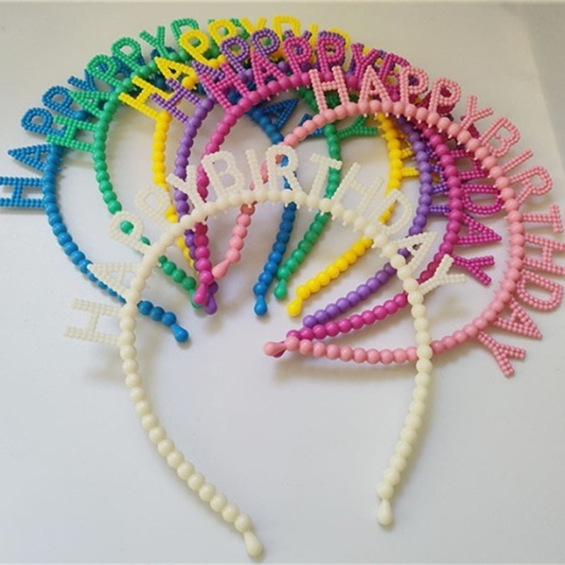 HAPPY BIRTHDAY Headbands For Women Girls Children Pearl Hair Hoop Fashion Jewelry Accessories