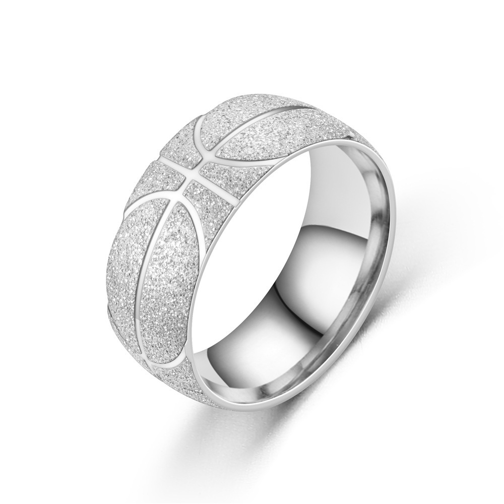 New Men's Titanium Steel Gold Jewelry Kids Boys Basketball Championship Ring Adjustable Stainless Steel Frosted Ring