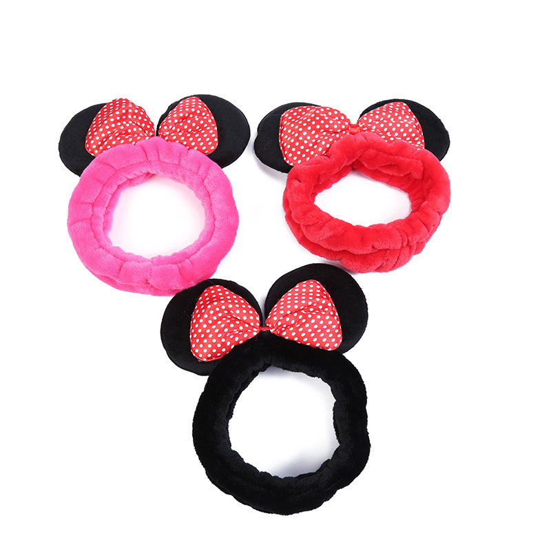 New Cartoon Character Mouse Ear Bow Tie Headband Mickey Big Ear Hair Clip  Children Holiday Birthday Gift Headband