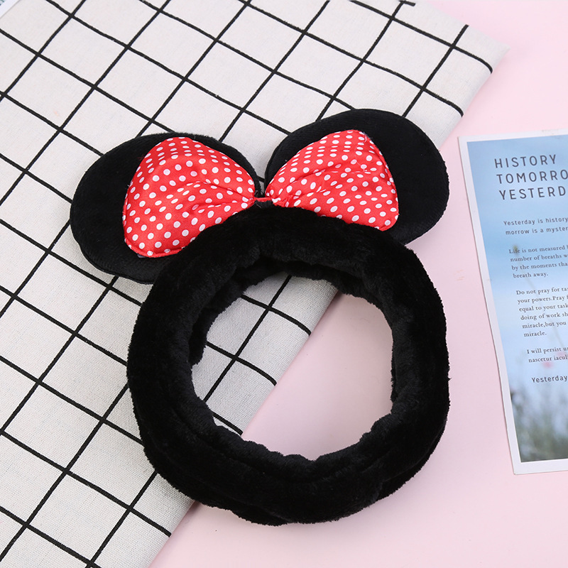 New Cartoon Character Mouse Ear Bow Tie Headband Mickey Big Ear Hair Clip  Children Holiday Birthday Gift Headband