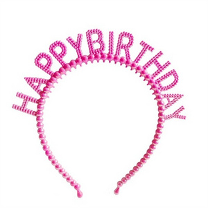 HAPPY BIRTHDAY Headbands For Women Girls Children Pearl Hair Hoop Fashion Jewelry Accessories