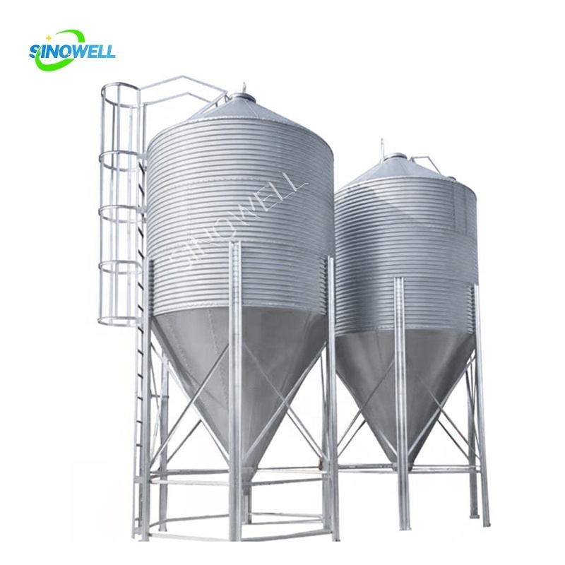 Poultry Farming Grain Silo For Chicken Feed Storage Bins Automatic Feeding System chicken farm feeding farm silos for sale