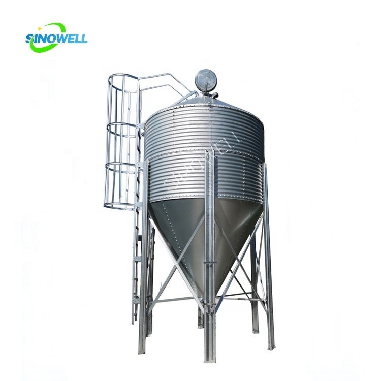 SINOWELL 2750-2 model 275g double sided galvanized sheet chicken feed silo for sale used hopper bottom grain bins for sale