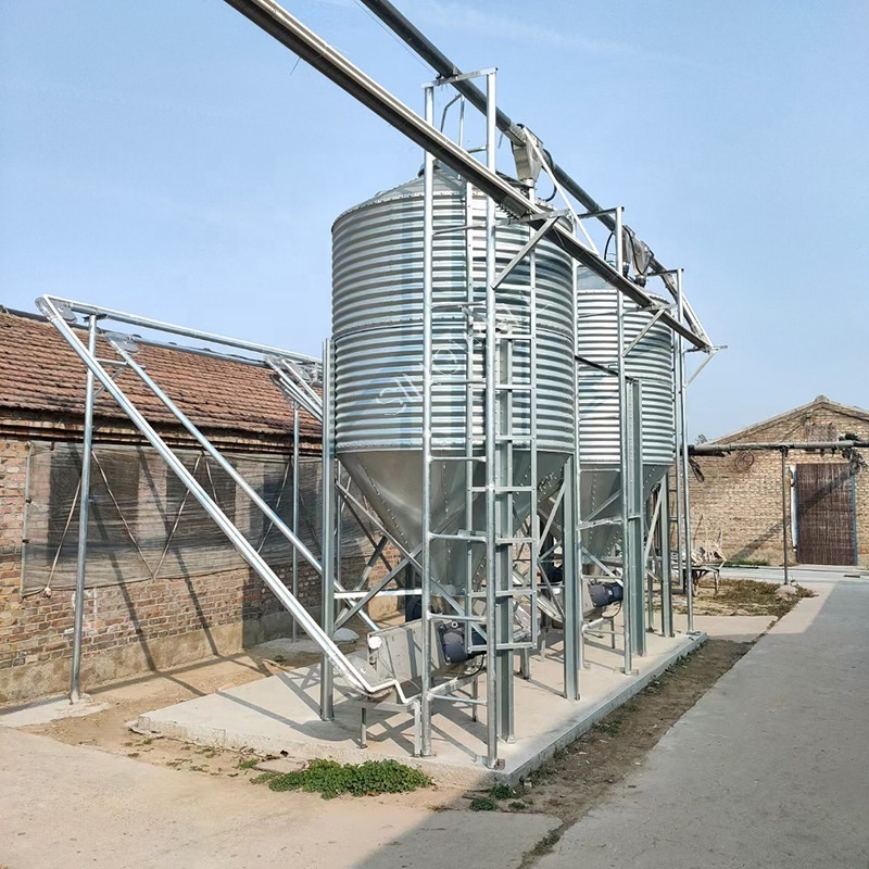 Poultry Farming Grain Silo For Chicken Feed Storage Bins Automatic Feeding System chicken farm feeding farm silos for sale