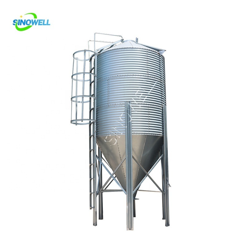 SINOWELL 2750-2 model 275g double sided galvanized sheet chicken feed silo for sale used hopper bottom grain bins for sale