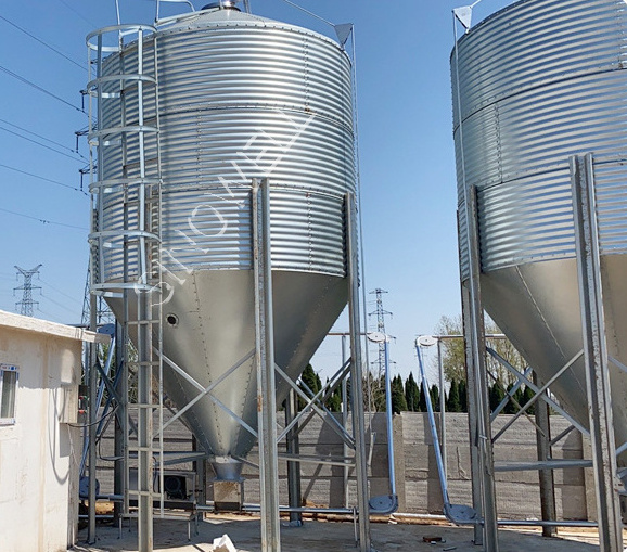 3 Ton 20 Ton Sunflower Seeds Feed Grain Silo Bins For Sale automatic galvanized poultry silo product poultry feed factory silo