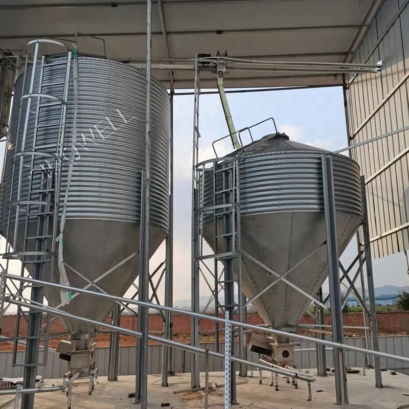 Poultry Feed Bins Yellow Corn Grain Storage Silo vertical pig feed storage silo product  pig farm equipment silos for sale