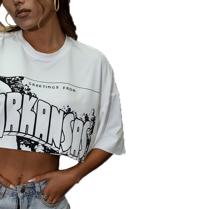 Summer Fashion Wear Women Short Sleeve Crop Top Cropped Best Design Polyester Material Women Crop Top T Shirt