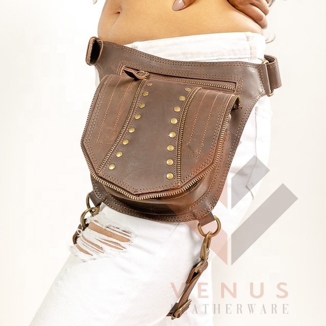 Handmade Leather Holster Waist Bag with Adjustable Belt, Festival Fanny Pack, Leather Thigh Bag Utility Belt Pouch, Personalized