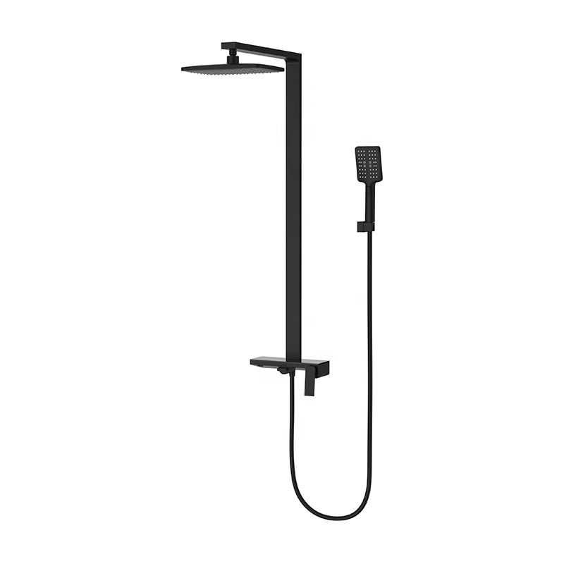 Modern 12 Inch Ceiling Rain Shower System Flush-Mounted Shower Set Black with Rain Shower Head Stainless Steel 30X30 cm Square