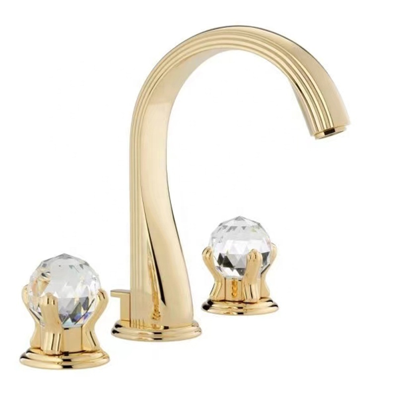 factory direct Deck mounted 3 hole bathroom basin faucet mixer brushed gold brass faucets 2 handle bathroom sink faucet