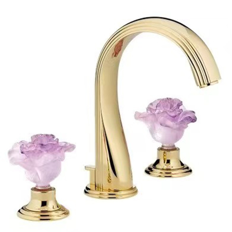 factory Luxury UPC Bathroom Faucet 8 inches Widespread Basin Mixer Faucet Two Handles Gold Hot and Cold Mixer griferia torneira