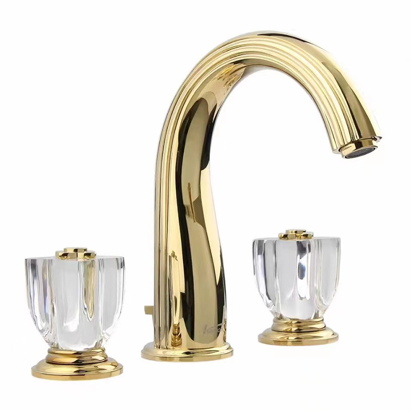 factory Luxury UPC Bathroom Faucet 8 inches Widespread Basin Mixer Faucet Two Handles Gold Hot and Cold Mixer griferia torneira