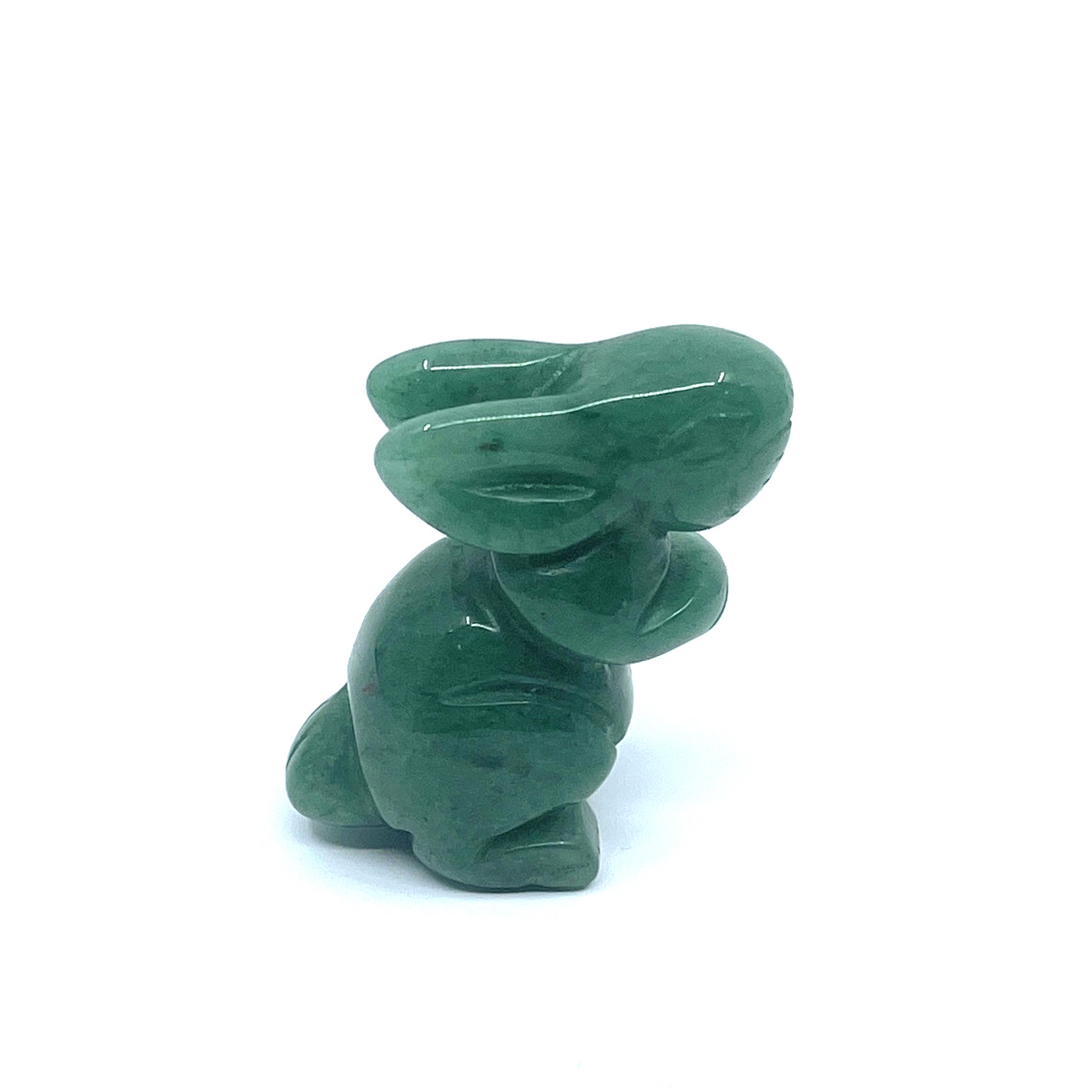 Natural Gemstone Green Aventurine Hand Carved Standing Bunny Figurine