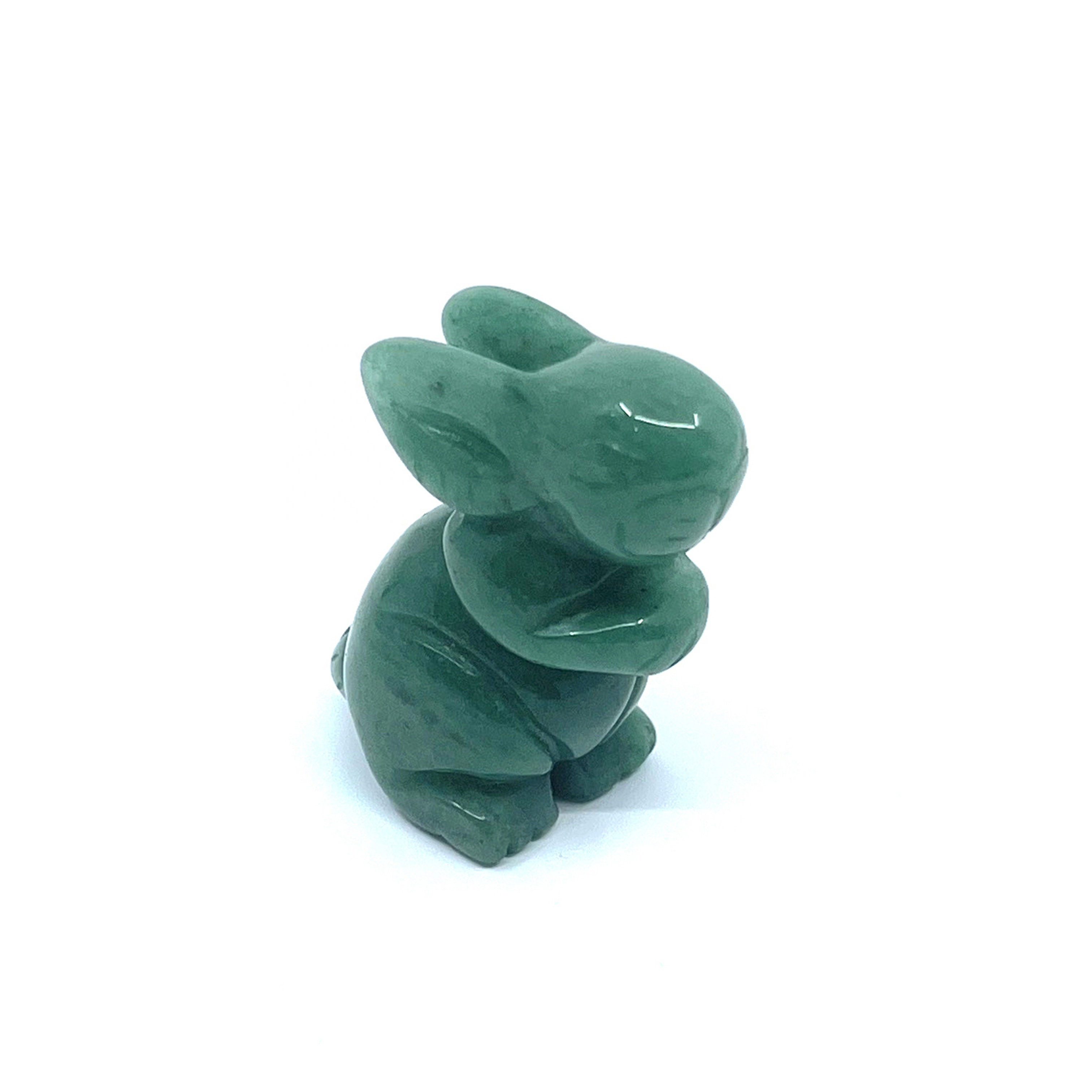 Natural Gemstone Green Aventurine Hand Carved Standing Bunny Figurine