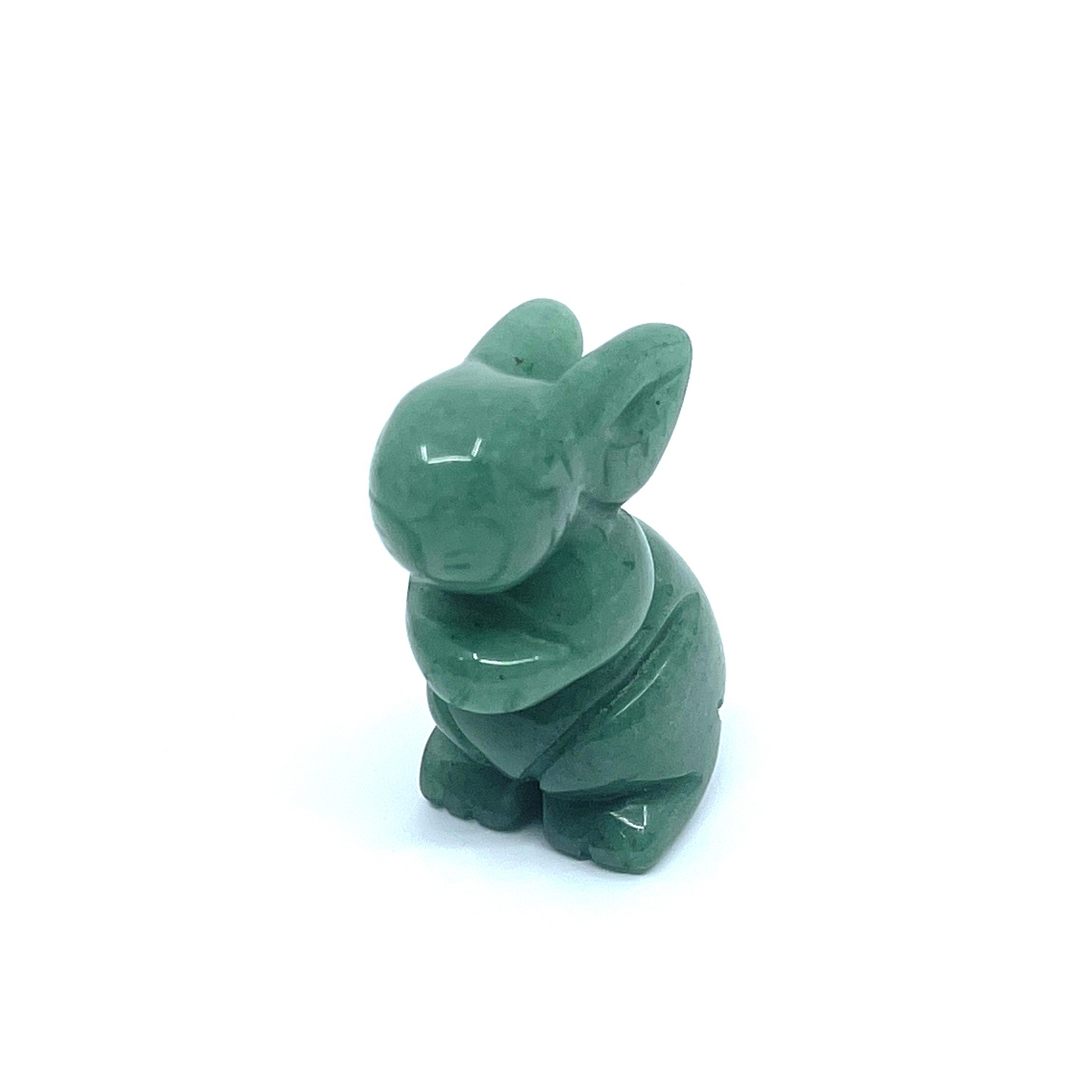 Natural Gemstone Green Aventurine Hand Carved Standing Bunny Figurine