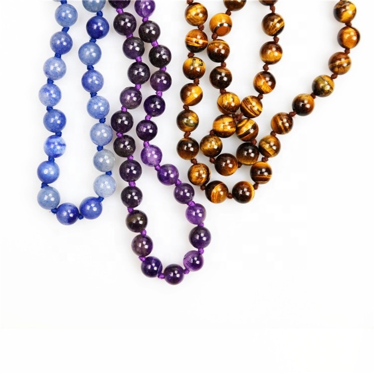 Wholesale 108pcs 8mm Natural Gemstone Beads Mala Necklaces