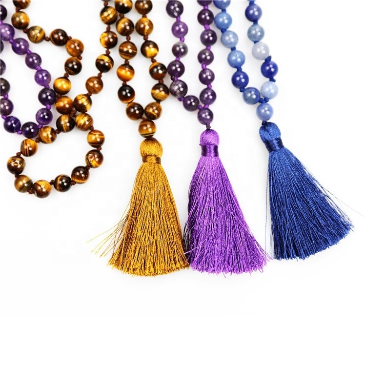 Wholesale 108pcs 8mm Natural Gemstone Beads Mala Necklaces