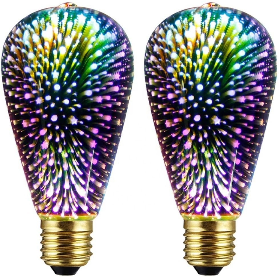 3D Light Fireworks Effect ST19 LED Light Bulb 3W 12V 24V Fairy Multicolor  Disco  Colorful  Party Stain Glass  Firework USE