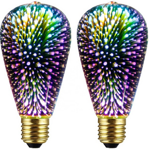 3D Light Fireworks Effect ST19 LED Light Bulb 3W 12V 24V Fairy Multicolor  Disco  Colorful  Party Stain Glass  Firework USE