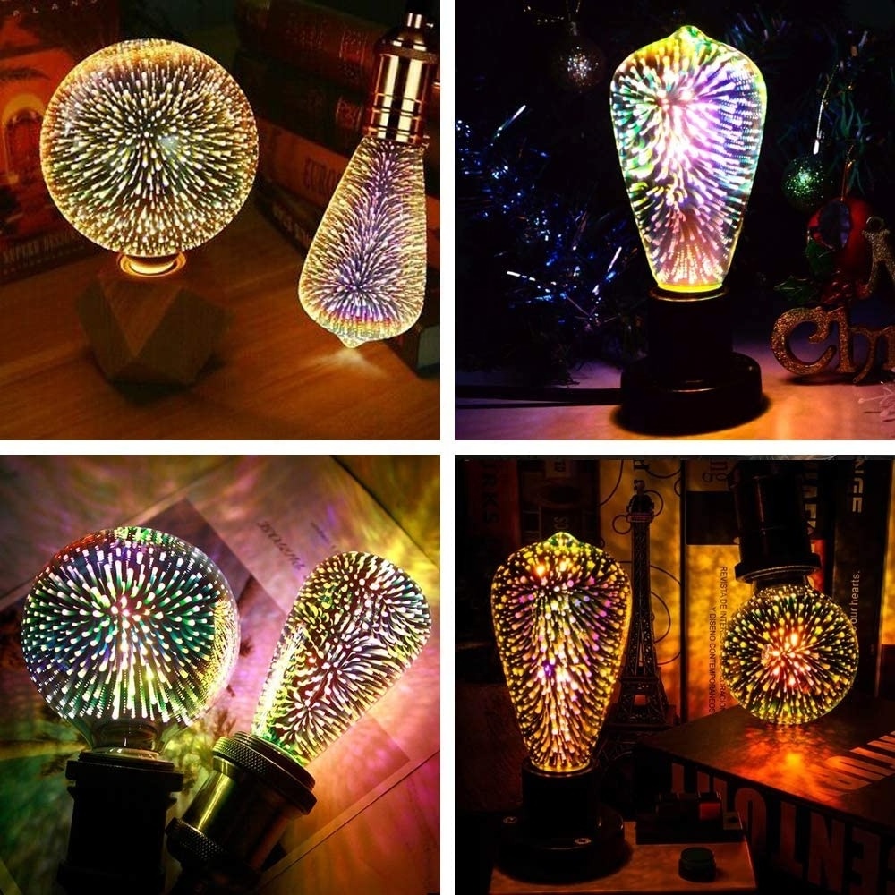 3D Light Fireworks Effect ST19 LED Light Bulb 3W 12V 24V Fairy Multicolor  Disco  Colorful  Party Stain Glass  Firework USE