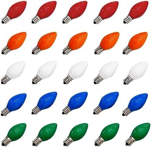 Halloween C7 120V 0.7W LED Candle Light Bulb Replacement for Decorative String Orange E12 Housing Cold White & Red Colors Hotels