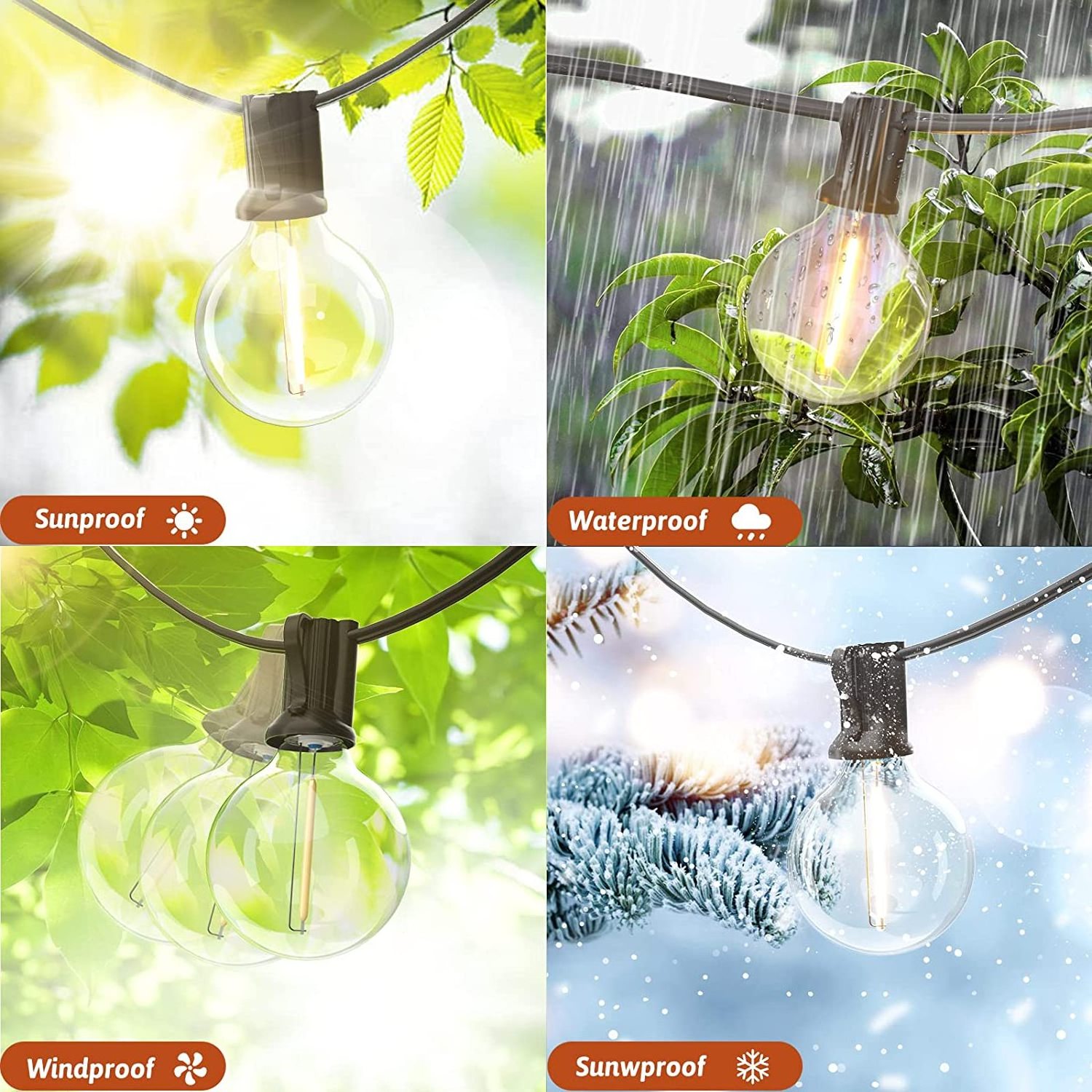 3V 5V 110V 220V E12 G40 LED Globe Bulb Shatterproof Plastic Shell Warm White Light Bulb For Outdoor  String Lights Decoration