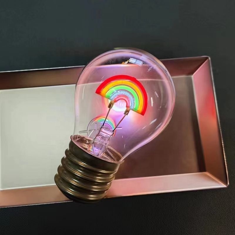 Rechargeable LED rainbow filament light Glass housing E40 wireless table lamp Bedside decoration light USB battery light