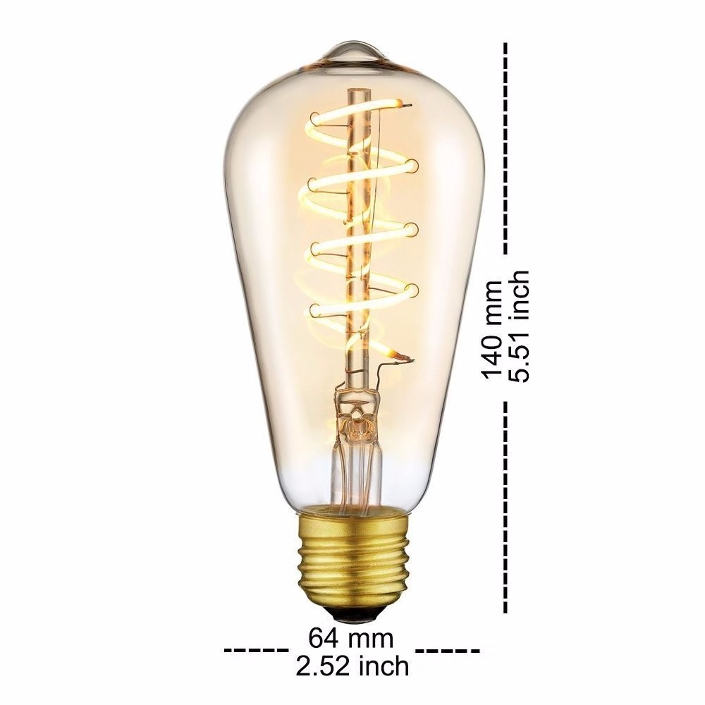 ST64 Vintage LED Edison Bulbs 60 Watt Equivalent, Dimmable 3000K Warm White Smoky Grey Glass E26 Base 4W LED Filament