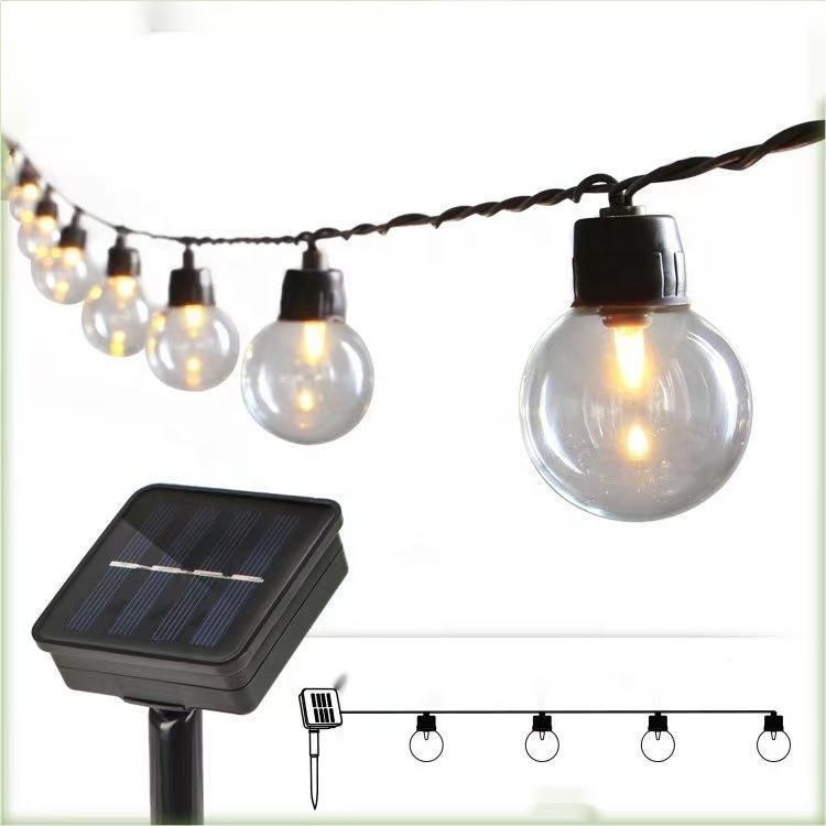 Indoor/Outdoor Use G40 LED Fairy Lights String 8 Mode Solar Powered Strip Light 10m 30 Lights IP44 Rated Festive Decorations