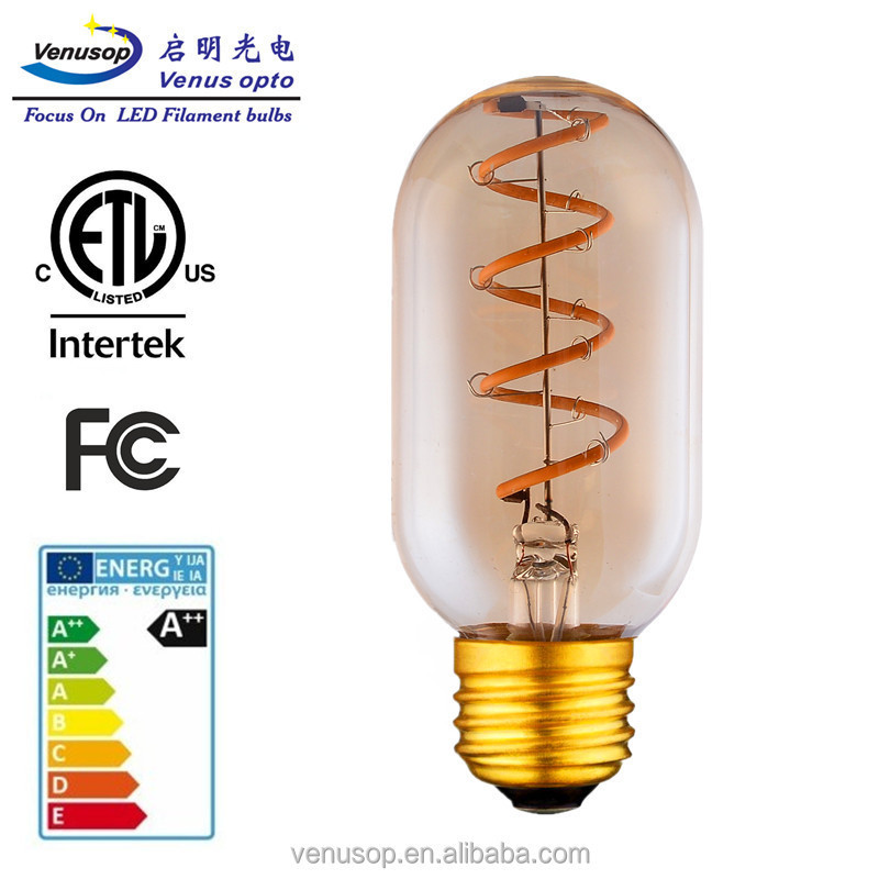 T45 Amber flexible Soft spiral filament led light bulb