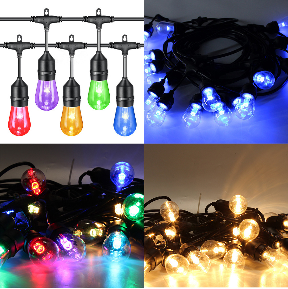 Commercial Grade Outdoor Color Changing remote voice RF control christmas S14 rgb led string lights