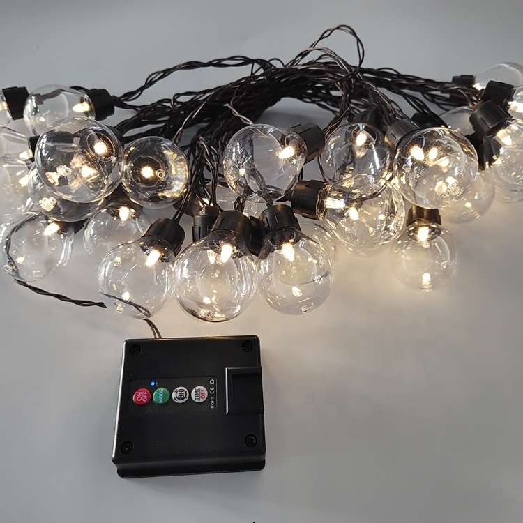 Indoor/Outdoor Use G40 LED Fairy Lights String 8 Mode Solar Powered Strip Light 10m 30 Lights IP44 Rated Festive Decorations