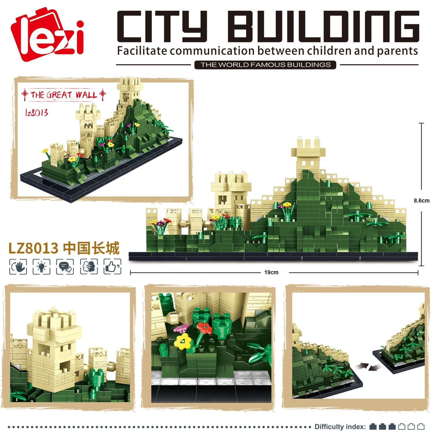 Newly Arrived Chinese The Great Wall Traditional Culture Mini Brick Mini calture Building Block Toy for Adult and Kids Gift