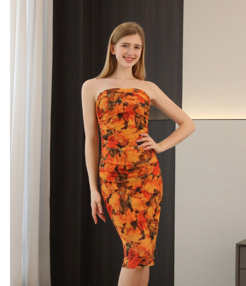 Sexy Collarless Red Maxi Dress Floral Modest Tight Luxury Bodycon Dresses Women Elegant