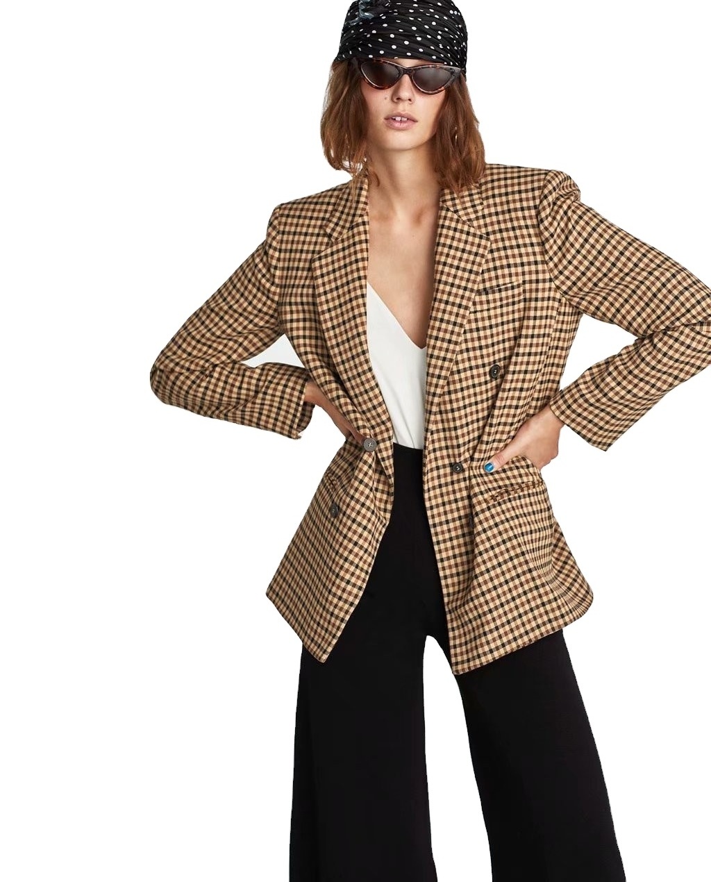 OEM Elegant Women's Plaid Blazer Suits Custom Fashion Coat Luxury Blazers 2023 Spring Winter Clothing Jacket