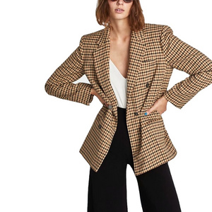 OEM Elegant Women's Plaid Blazer Suits Custom Fashion Coat Luxury Blazers 2023 Spring Winter Clothing Jacket