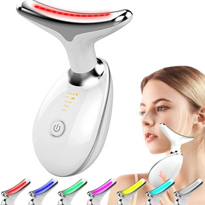 EMS 7 Color LED Home Use Beauty Reduce Facial Massager Heating Face Neck Firming Lifting Massager