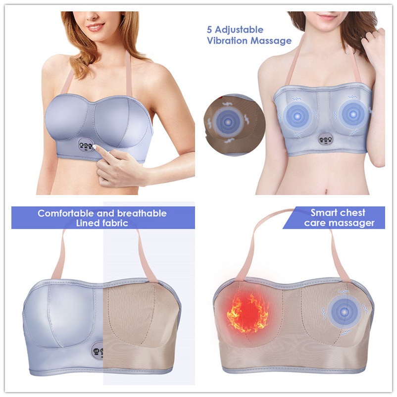 5 Level Heating Vibration Bra Chest Growth Enlargement Massage Machine Electric Breast Massager