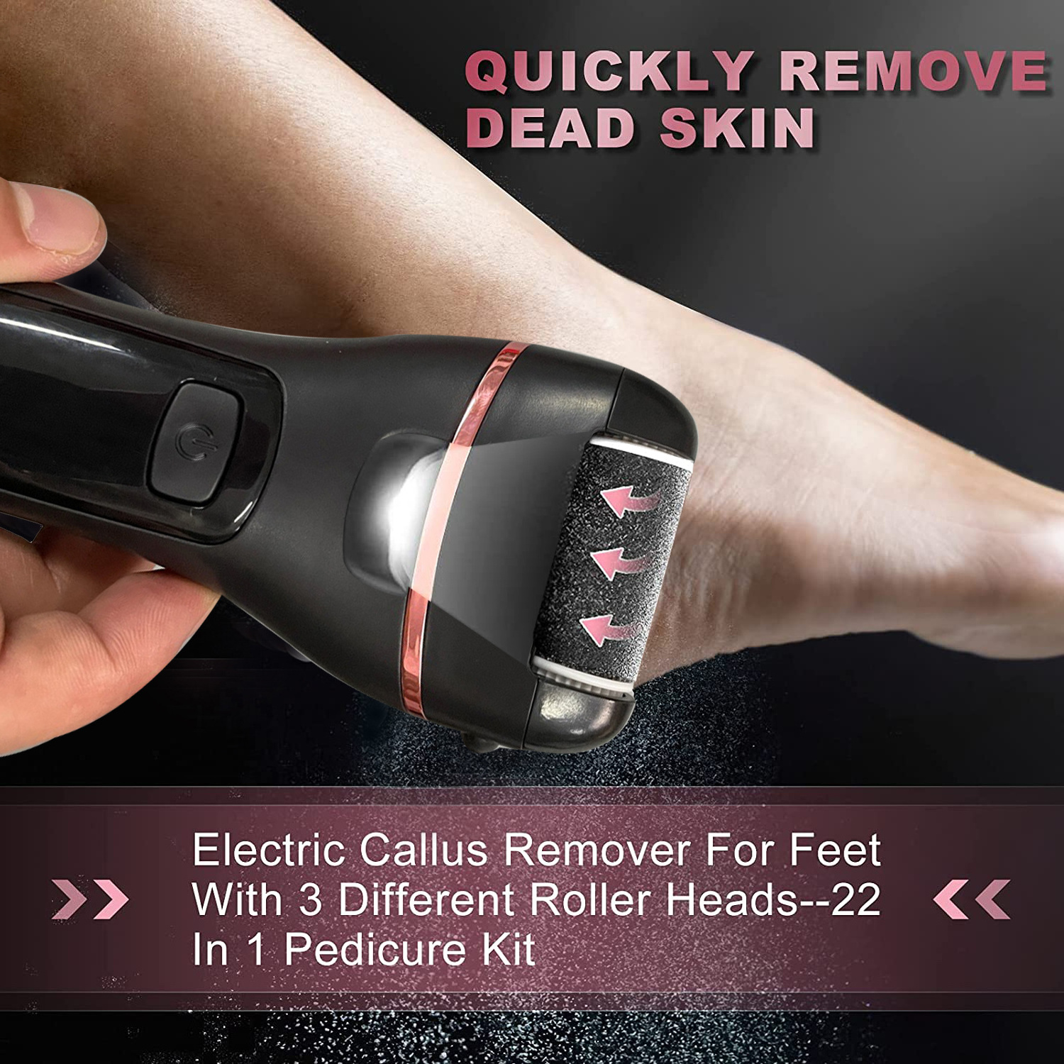 Professional Foot Sharpener Waterproof USB Rechargeable Callus Remover LED Pedicure Foot File