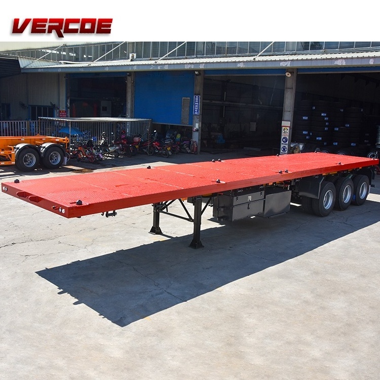 Heavy Duty 40 Feet Flat bed 3 4 Axles 20 Ft 40 Ft 50 Ft 60 Ft  Container Semi Truck Flatbed  Trailer