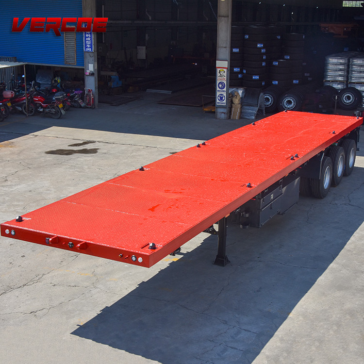 Heavy Duty 40 Feet Flat bed 3 4 Axles 20 Ft 40 Ft 50 Ft 60 Ft  Container Semi Truck Flatbed  Trailer